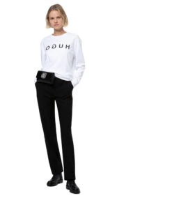 Hugo Sudadera Con Logo Invertido En Algodón Interlock Mujer -GlamModa Ventas 41435033 BLANCO