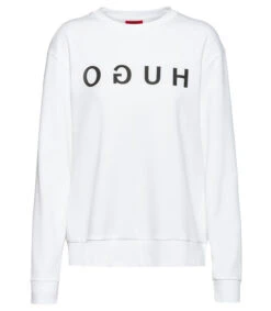 Hugo Sudadera Con Logo Invertido En Algodón Interlock Mujer -GlamModa Ventas 41435033 BLANCO x3