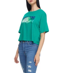 Armani Exchange Playera Crop Top Estampada Mujer