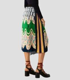 Falda Midi Plisada Multicolor De Silueta Recta Mujer -GlamModa Ventas 42733488 x3