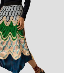 Falda Midi Plisada Multicolor De Silueta Recta Mujer -GlamModa Ventas 42733488 x5