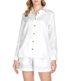 Camisa Jaspeada De Manga Larga Mujer