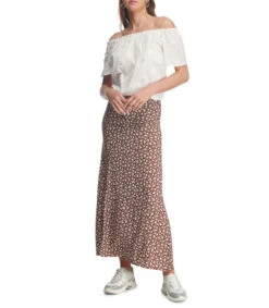 Falda Larga De Corte Recto Con Flores Mujer -GlamModa Ventas 42881526 x3