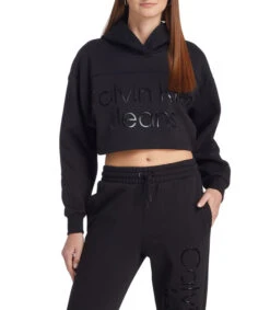 Calvin Klein Jeans Sudadera Con Capucha Crop Top Mujer