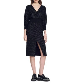 Sandro Falda Midi De Corte Recto Con Polka Dots Mujer -GlamModa Ventas 42924089 x3