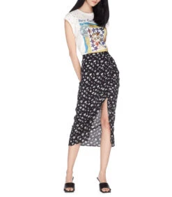 Desigual Falda Midi Recta Con Flores Mujer -GlamModa Ventas 42981482 x3