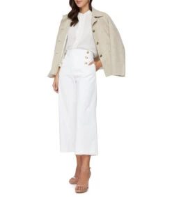 Pantalón Corto Pata De Elefante Liso Con Botones Metálicos Mujer -GlamModa Ventas 42984430 x3