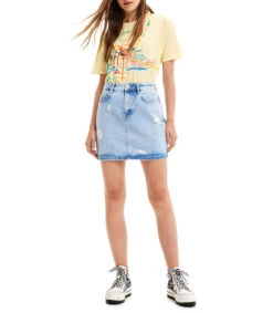 Desigual Falda Corta De Corte Recto En Mezclilla Mujer -GlamModa Ventas 43004681 x3