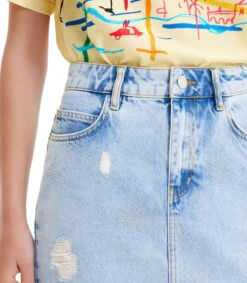 Desigual Falda Corta De Corte Recto En Mezclilla Mujer -GlamModa Ventas 43004681 x4