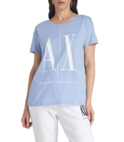 Armani Exchange Playera Con Cuello Redondo De Manga Corta Mujer