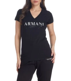 Armani Exchange Playera De Cuello V Y Manga Corta Mujer