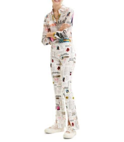 Desigual Pantalón Acampanado Newspaper Mujer -GlamModa Ventas 43010515 x3