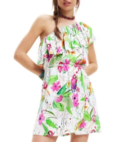 Desigual Vestido Corto Recto Con Flores Mujer