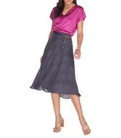 Falda Midi Con Estampado Irregular De Corte Recto Mujer -GlamModa Ventas 43022533 x3