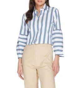 Camisa Con Rayas De Manga Larga Mujer