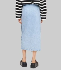 Falda De Mezclilla Larga De Corte Recto Mujer -GlamModa Ventas 43030536 x3