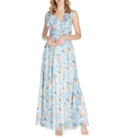 Vestido Maxi Con Flores Multicolor Mujer