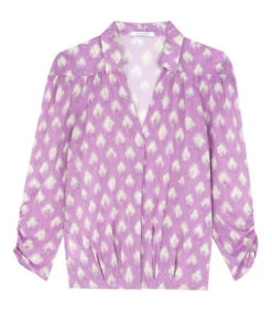 Scalpers Camisa Manga Larga Con Manchas Rosa, Mujer