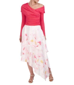 BCBGMAXAZRIA Falda Midi Asimétrica Con Flores De Corte Recto Mujer -GlamModa Ventas 43048278 x3