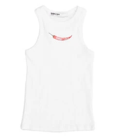 Playera Blanca De Cuello Redondo Sin Mangas Con Estampado Mujer -GlamModa Ventas 43055016 x4