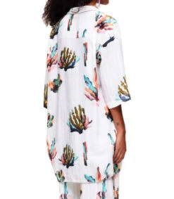 Camisa Larga De Manga 3,4 Con Corales Mujer -GlamModa Ventas 43055052 x2