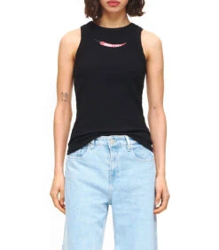 Playera De Cuello Redondo Sin Mangas Con Estampado Mujer