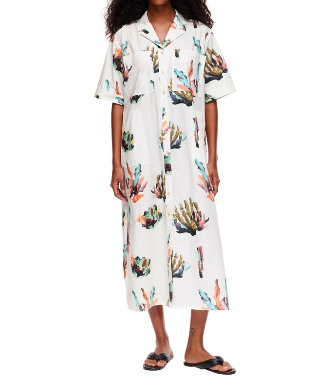 Vestido Camisero Midi Con Estampado Mujer 3 Vestido Camisero Midi Con Estampado Mujer