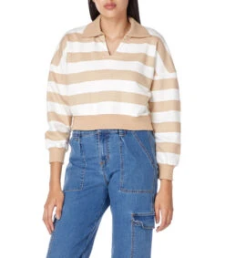 Sudadera Crop Top Con Franjas Mujer