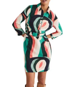 Vestido Midi Manga 3,4 Beth Swirl Mujer