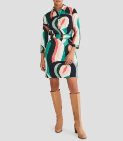 Vestido Midi Manga 3,4 Beth Swirl Mujer -GlamModa Ventas 43065194 x3