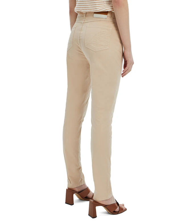 Pantalón Beige De Tiro Alto Mujer 4 Pantalón Beige De Tiro Alto Mujer - Imagen 2
