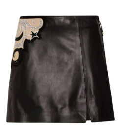 Falda Mini De Corte Recto En Piel Mujer -GlamModa Ventas 43076755 x5