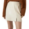 Falda Mini De Corte Recto De Piel Mujer