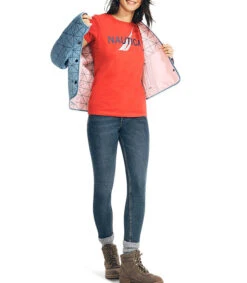 Nautica Playera Roja De Cuello Redondo Y Manga Corta Mujer -GlamModa Ventas 43080570 x3