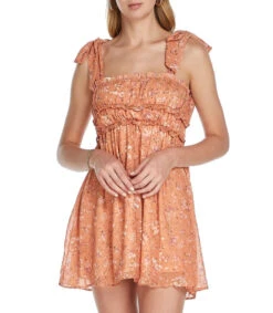 Vestido Corto Sin Mangas Con Flores Mujer -GlamModa Ventas 43081547 x3