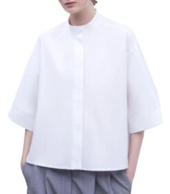 ADOLFO DOMINGUEZ Camisa Blanca Cuello Mao Manga 3,4 Mujer