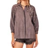 Camisa Gris Con Rayas Y Manga 7,8 Mujer -GlamModa Ventas 43086580 x1