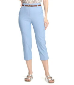 Pantalón Con Mini Rombos Y Cinturón A Contraste Mujer