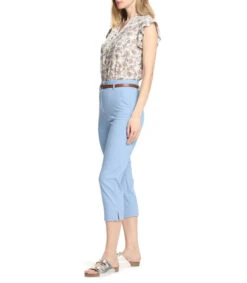 Pantalón Con Mini Rombos Y Cinturón A Contraste Mujer -GlamModa Ventas 43090622 x3