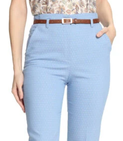 Pantalón Con Mini Rombos Y Cinturón A Contraste Mujer -GlamModa Ventas 43090622 x4