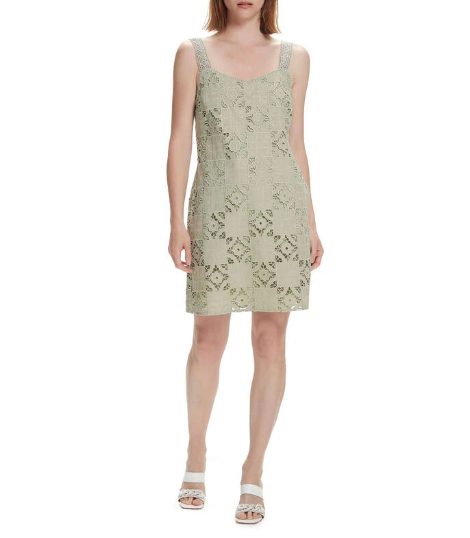 Vestido Midi Verde Tipo Encaje Mujer 3 Vestido Midi Verde Tipo Encaje Mujer