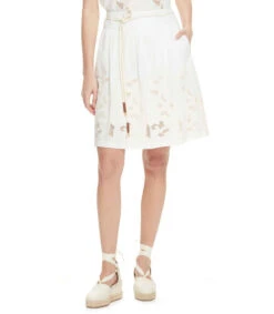 Falda Midi Con Bordado Floral De Sliueta A Mujer