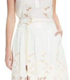 Falda Midi Con Bordado Floral De Sliueta A Mujer -GlamModa Ventas 43108206 x4