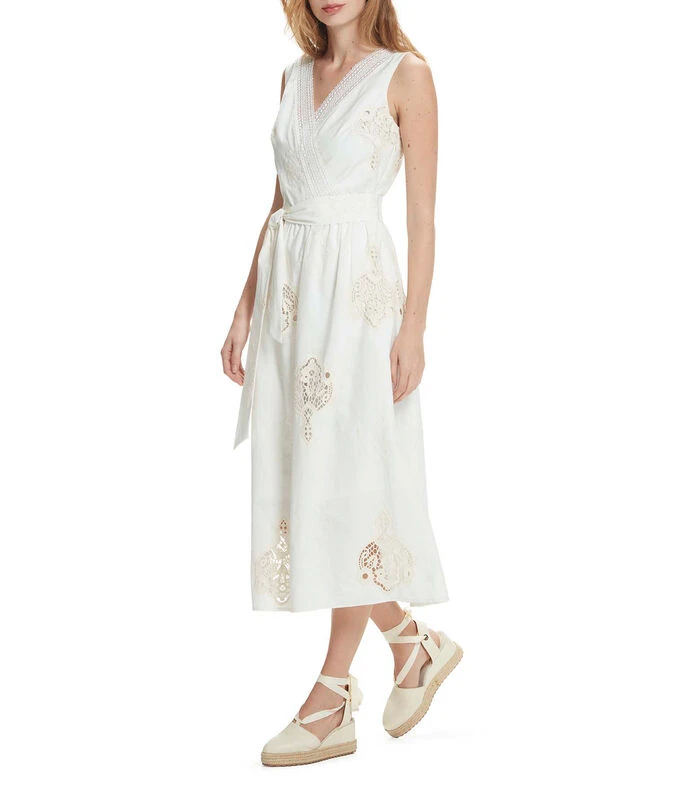 Vestido Maxi Blanco Con Bordado Crochet Creta Mujer 5 Vestido Maxi Blanco Con Bordado Crochet Creta Mujer - Imagen 3