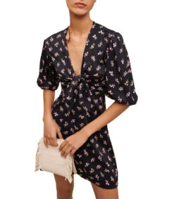 Maje Vestido Midi Manga 3,4 Estampado Floral Ruisso Mujer -GlamModa Ventas 43115477 x3