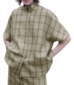 ADOLFO DOMINGUEZ Camisa Con Cuadros Manga Corta Mujer