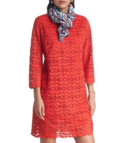 Vestido Midi Con Flores Entrecaladas Mujer -GlamModa Ventas 43122641 x3