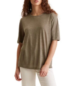 GERARD DAREL Playera Verde De Cuello Redondo Con Manga Corta Mujer