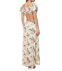 Vestido De Fiesta Largo Manga Corta De Rosas Mujer -GlamModa Ventas 43123432 x2