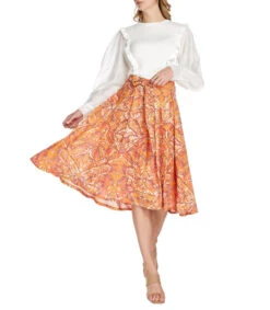 Falda Midi De Corte A Estampada Mujer -GlamModa Ventas 43129146 x3